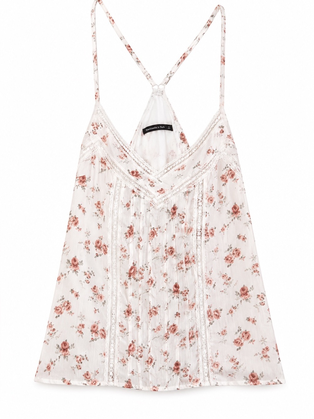 Abercrombie & Fitch Floral Lace Trim Cami Tank Cottagecore Boho Y2K
